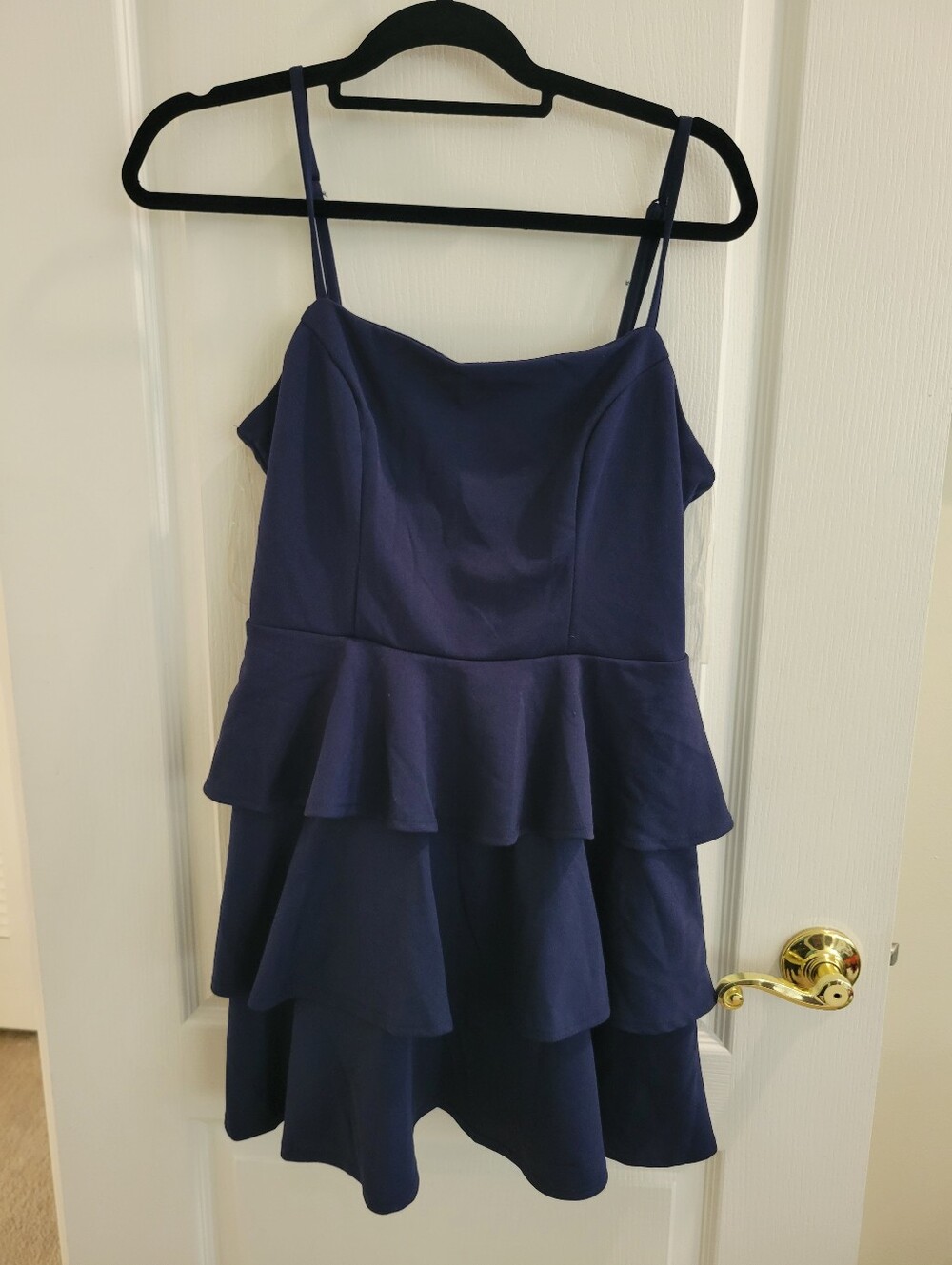 Row A Navy Blue Tiered Ruffle Mini Dress Size XL